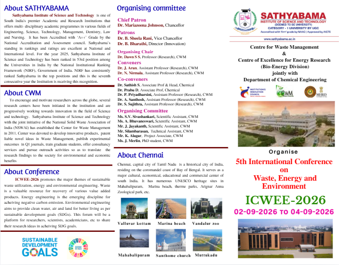 5th International Conference on Waste, Energy & Environment (ICWEE- 2026) International Conference Poster 